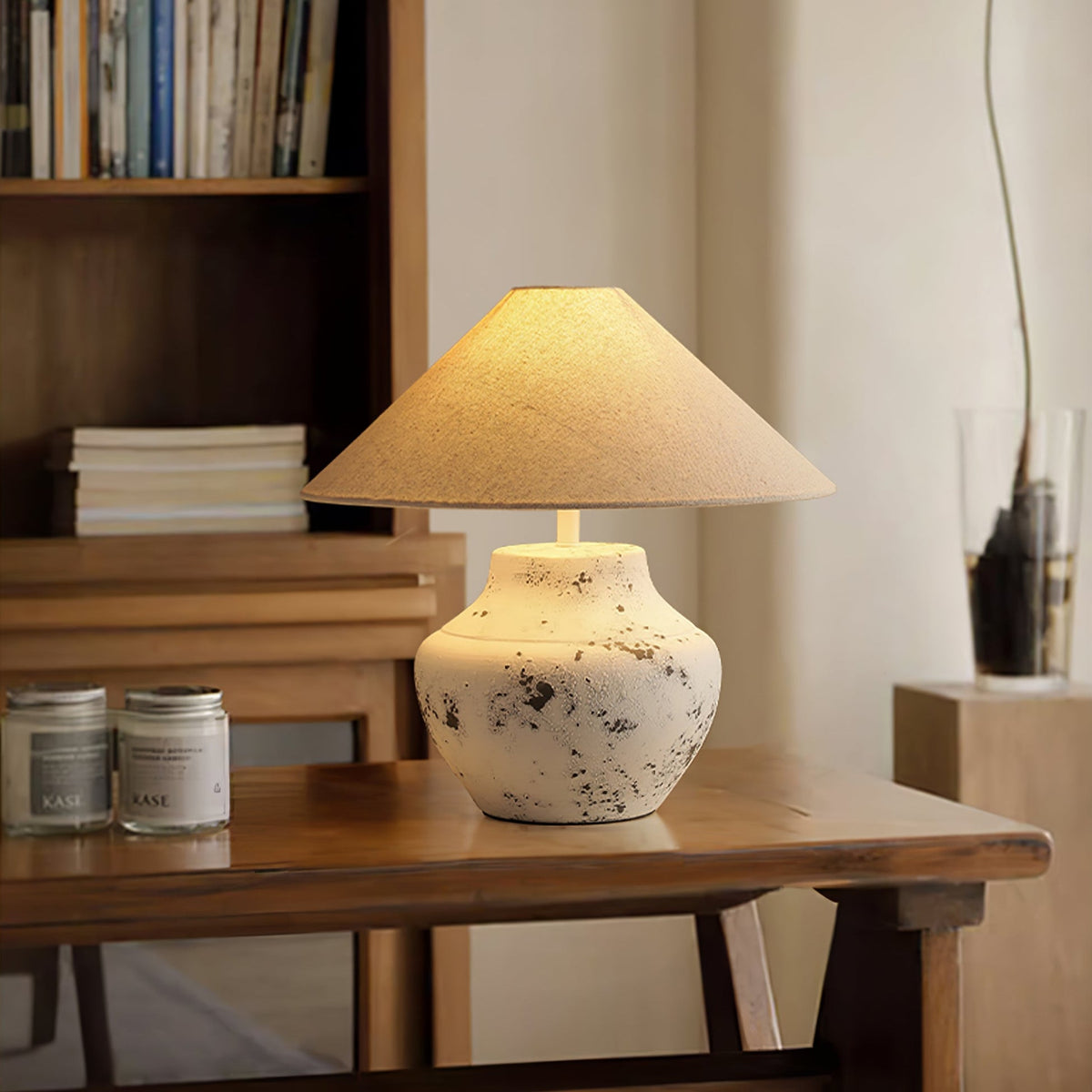 Distressed White Ceramic Table Lamp