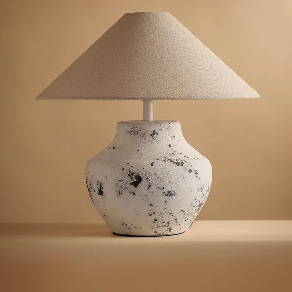 Distressed White Ceramic Table Lamp