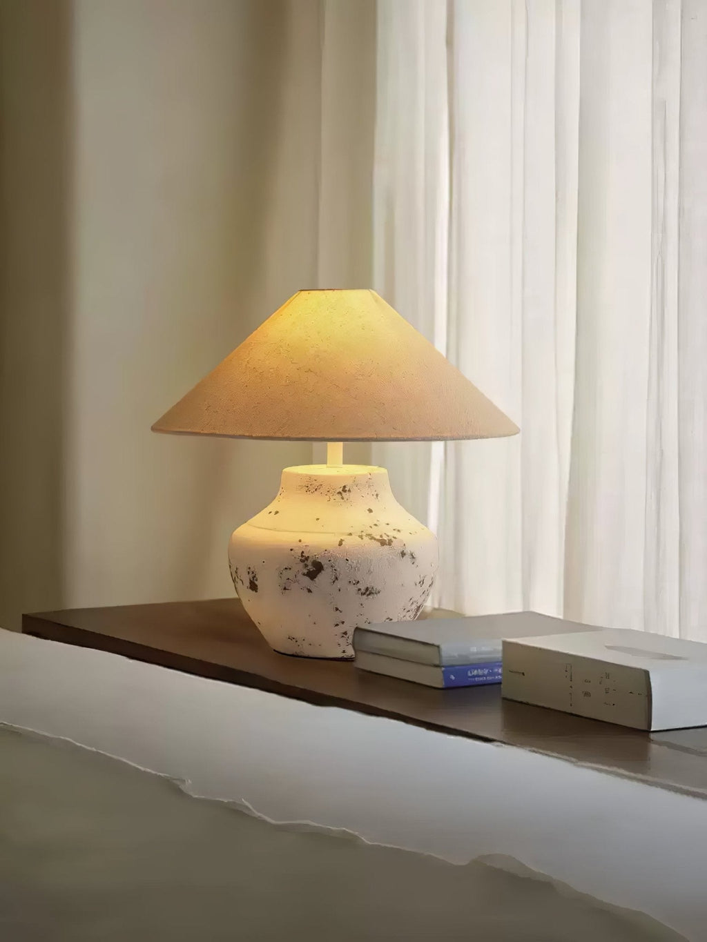 Distressed White Ceramic Table Lamp