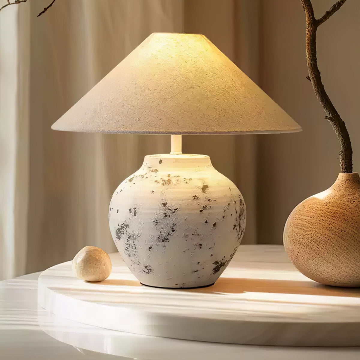 Distressed White Ceramic Table Lamp