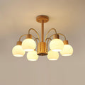 Donnelly Wooden Chandelier 6 heads ∅ 28.3″ x H 18.8″/ Dia 72cm x H 48cm / Wood & White Chandelier