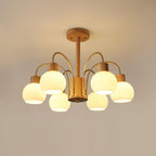 Donnelly Wooden Chandelier 6 heads ∅ 28.3″ x H 18.8″/ Dia 72cm x H 48cm / Wood & White Chandelier