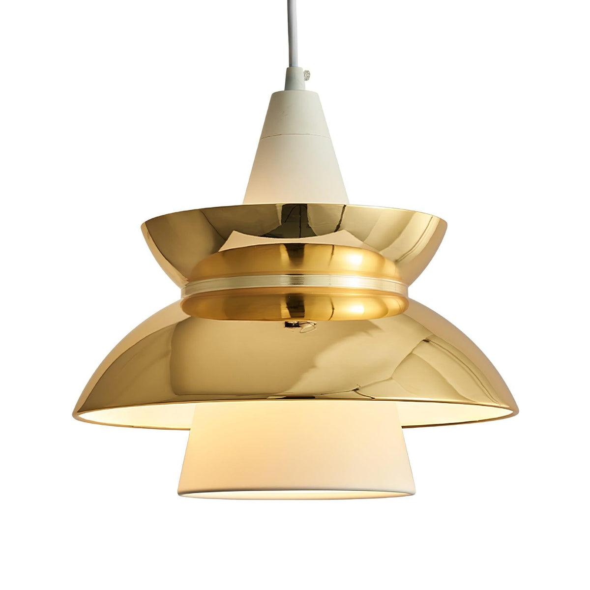 Doo Wop Pendant Lamp ∅ 11.2″ x H 10.4″ / Dia 28.5cm x H 26.5cm / Gold & White Pendant light