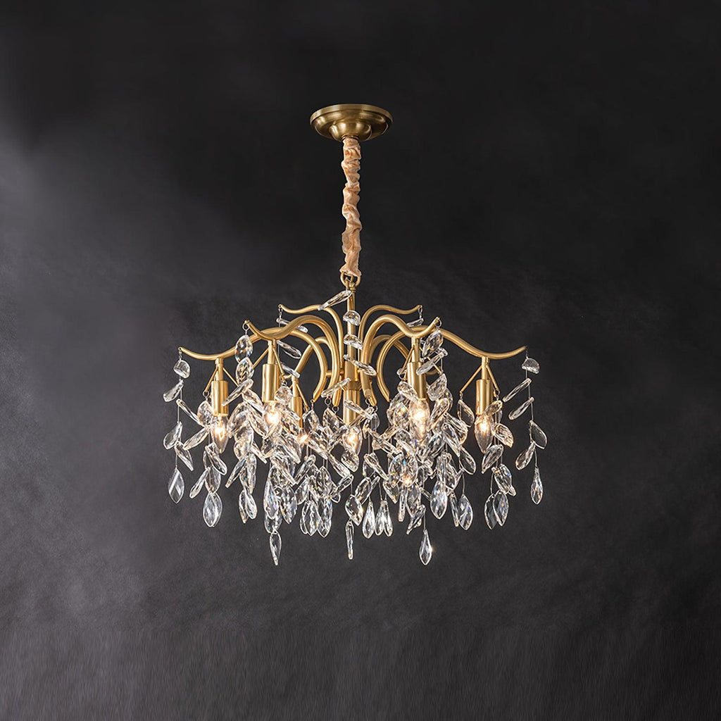 Dorale Chandelier 7 heads ? 27.5″ x H 23.6″/ Dia 60cm x H 70cm / Brass & Clear Chandelier