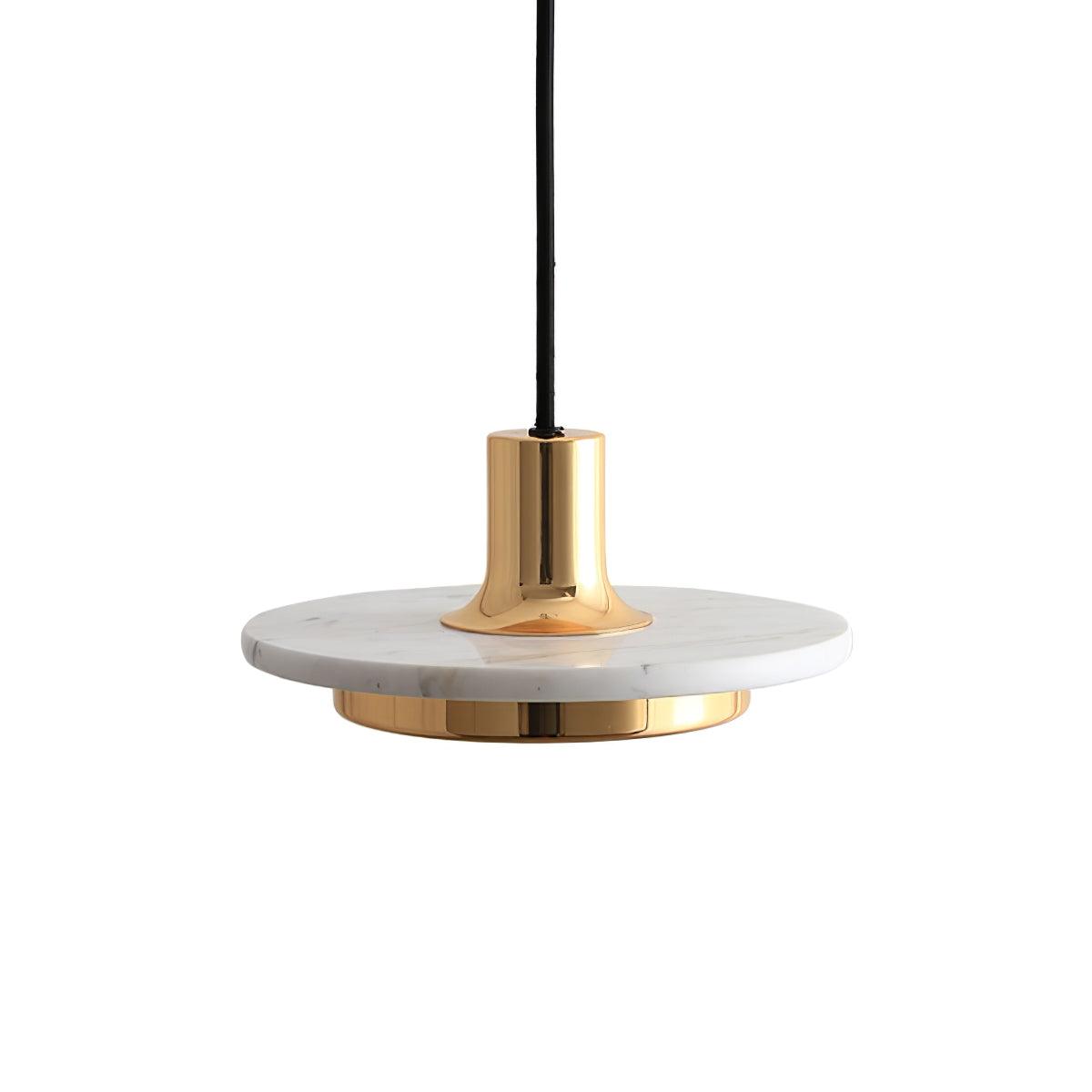 Double Circle Pendant Light ∅ 7.9″ x H 3.5″ / Dia 20cm x H 9m / Gold & White Marble / Warm Light Pendant light