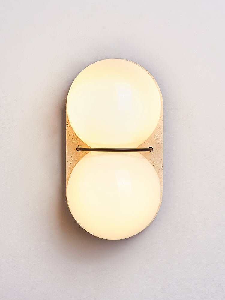 Double Globe Travertine Wall Sconce