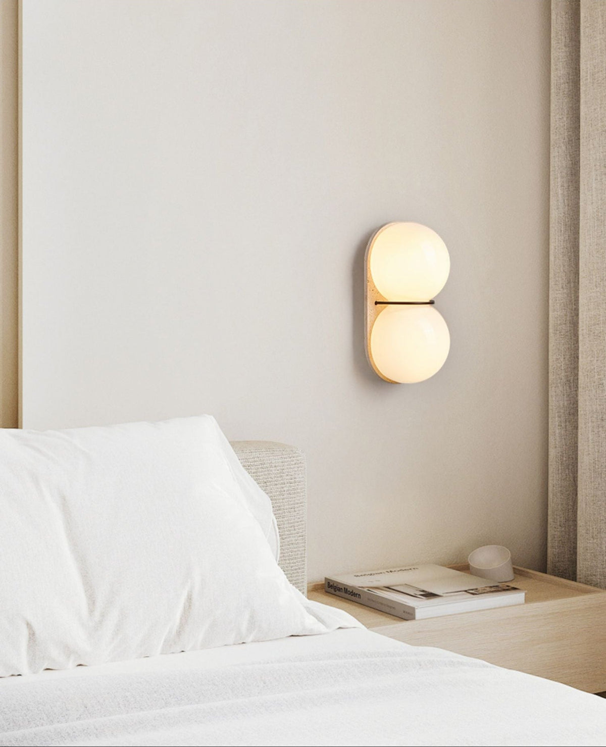 Double Globe Travertine Wall Sconce
