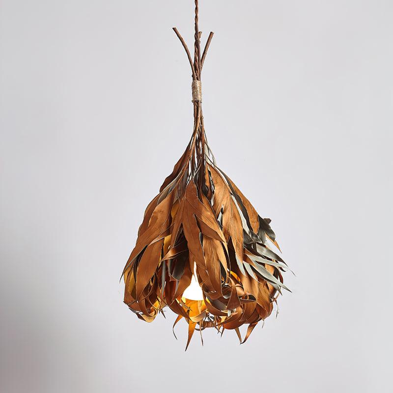 Dried Branch Leaf Pendant Lamp ∅ 13.8″ x H 19.7″ / Dia 35cm x H 50cm / Natural yellow deadwood leaves Pendant light