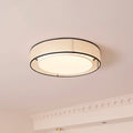 Drum Rould Ceiling Lamp ∅ 15.7″ x H 3.9″ / Dia 40cm x H 10cm / Beige Linen & White Acrylic Ceiling lamp