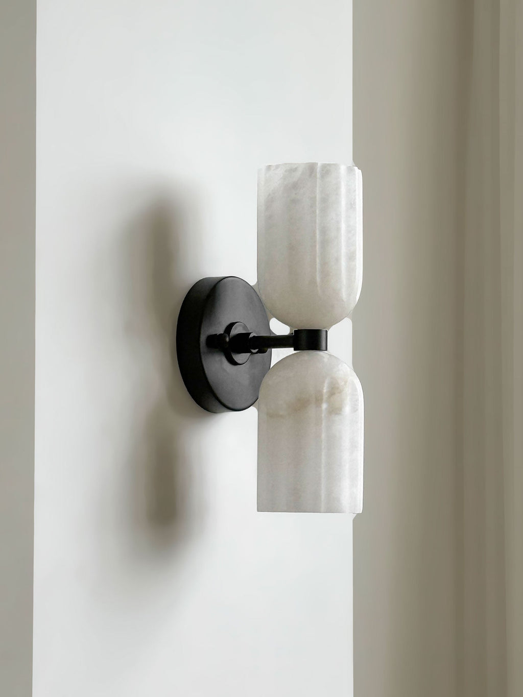Dual Alabaster Ribbed Wall Sconce