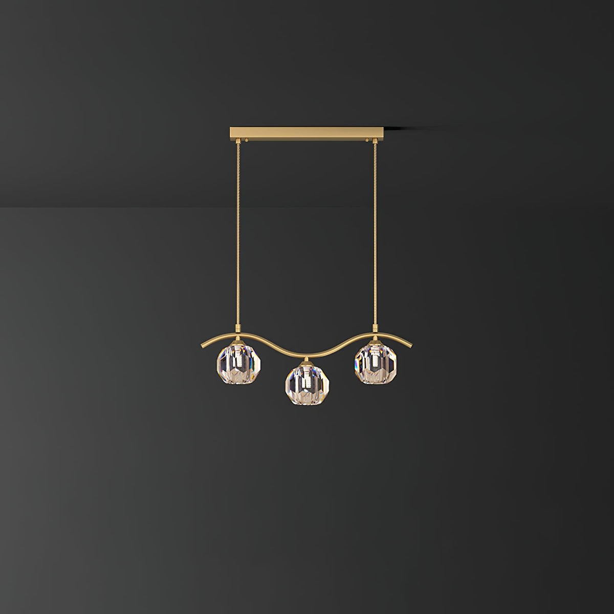 Eara Crystal Chandelier ? 20.8″ x H 5.1″ / L 53cm x H 13cm / Brass Chandelier