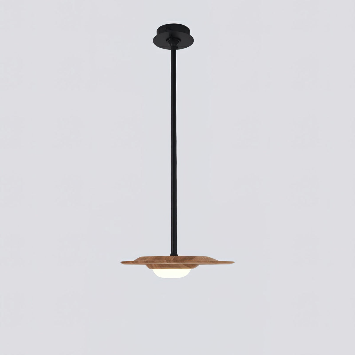 Horizon Eaves Pendant Lamp 1 Head: ∅ 15.7’’ x W 11.8’’ / Wood Color / Warm Light Pendant light