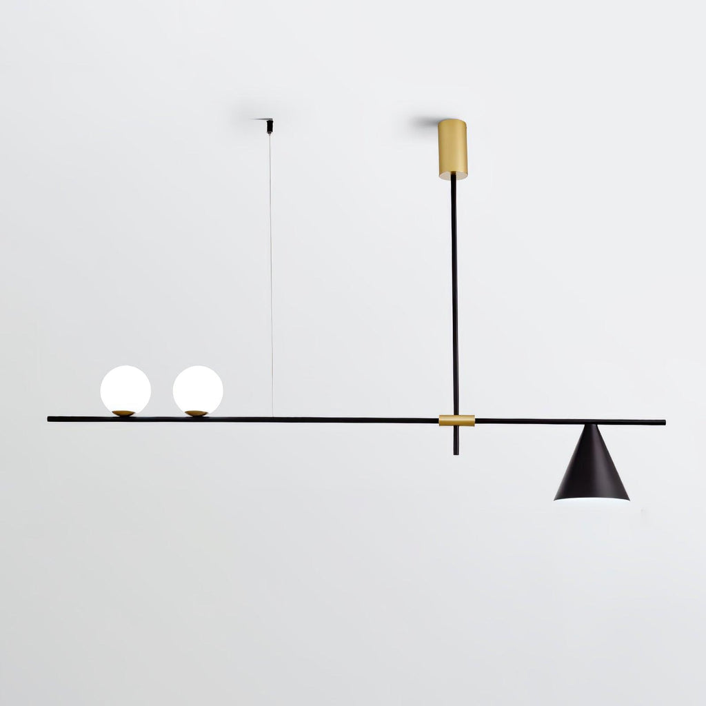Eclipse Linear Suspension Light L 48.4″ x H 27.6″ / L 123cm x H 70cm / Gold & Black Lampshade Pendant light