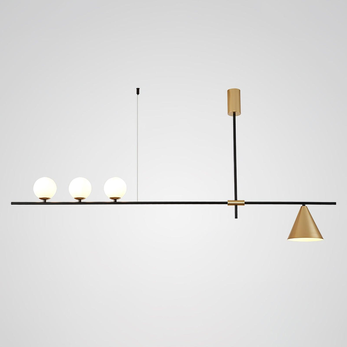 Eclipse Linear Suspension Light L 55.1″ x H 27.6″ / L 140cm x H 70cm / Gold & Gold Lampshade Pendant light