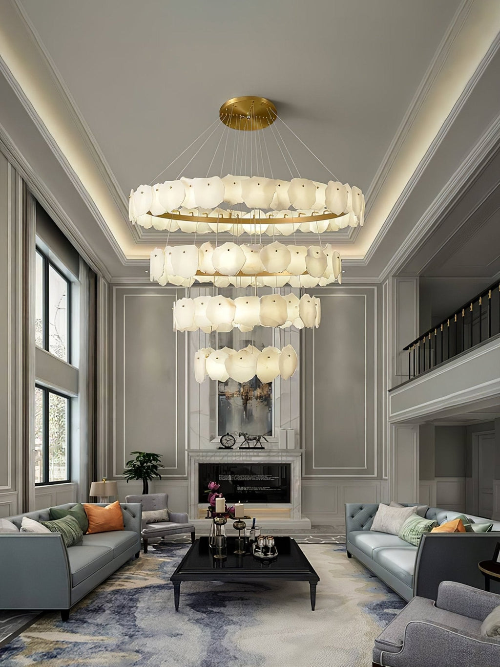 Ecliptica Spiral Alabaster Chandelier