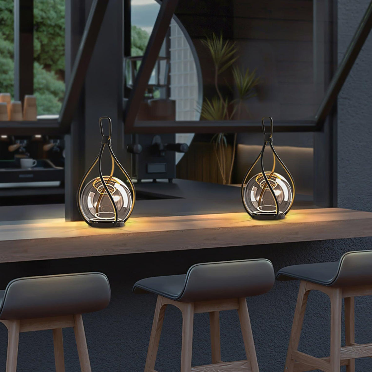 Crescent Orb Lantern Rechargeable Table lamp
