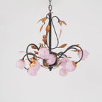 Eden’s Blossom Chandelier Φ 22.8″ x H 31.5″ / Dia 58cm x H 80cm / Black & Gold & Pink Flower Chandelier