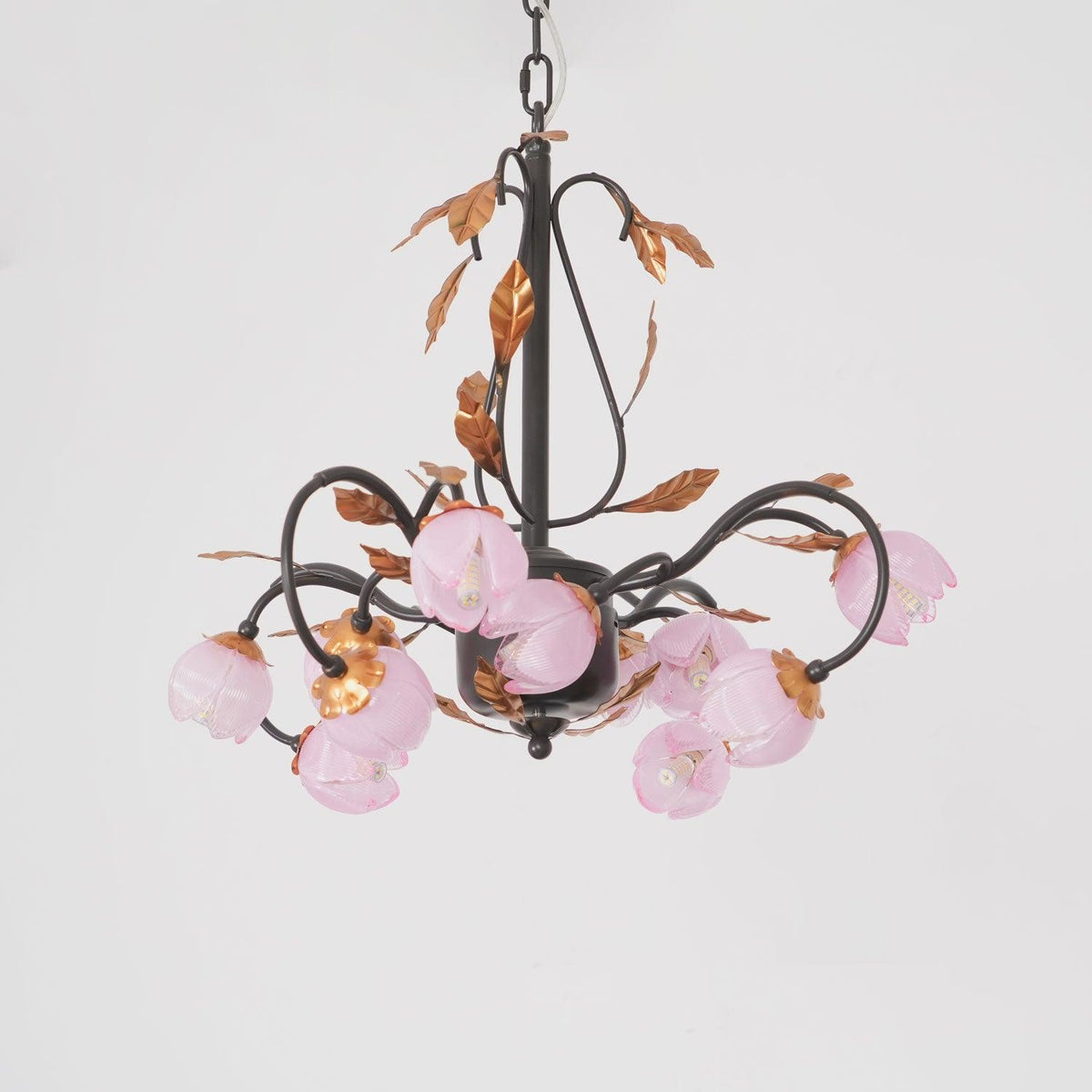 Eden’s Blossom Chandelier Φ 22.8″ x H 31.5″ / Dia 58cm x H 80cm / Black & Gold & Pink Flower Chandelier