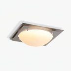 Edged Glass Ceiling Lamp L 18.5″ x W 18.5″ x H 4.3″ / L 47cm x W 47cm x H 11cm / Stainless steel & White / Warm Light