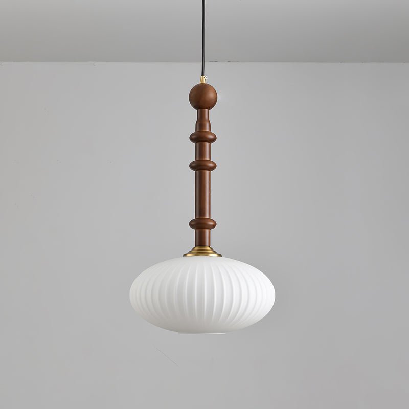 Edison Wood Pendant Light ? 11.8″ x H 19.7″ / Dia 30cm x H 50cm / Walnut Color & White Pendant light