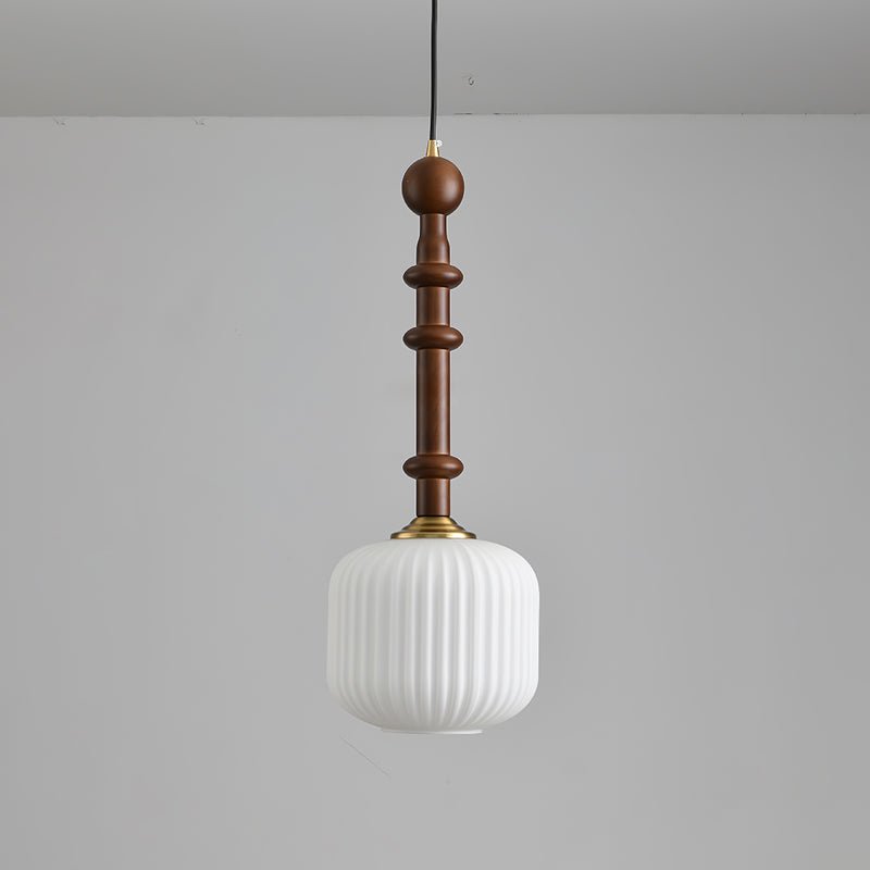 Edison Wood Pendant Light ? 7.9″ x H 19.7″ / Dia 20cm x H 50cm / Walnut Color & White Pendant light