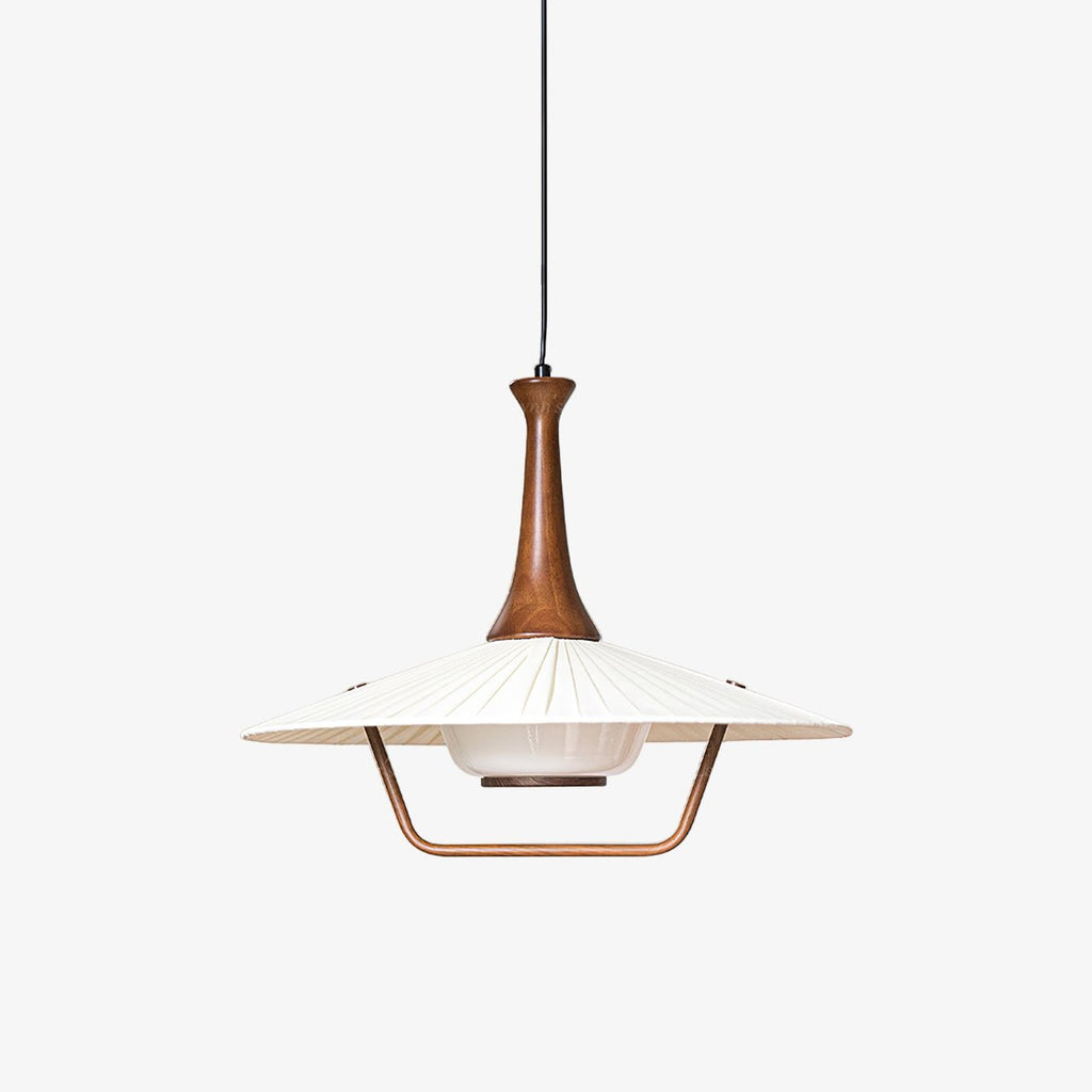 Eikon Pendant Lamp ∅ 17.7″ x H 13.8″ / Walnut color & White Pendant light