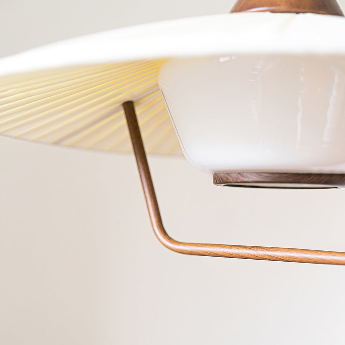 Eikon Pendant Lamp ∅ 17.7″ x H 13.8″ / Walnut color & White Pendant light