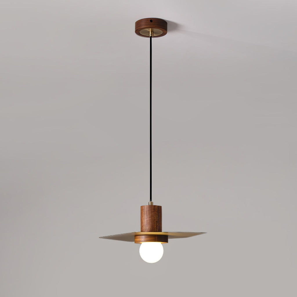Elara Halo Pendant Lamp ? 17.1″ x H 59.1″ / Dia 43.5cm x H 150cm / Walnut wood & Brass Pendant light