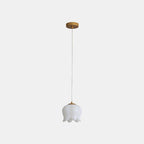 Elegant Floral Pendant Light 1 head ∅ 5.9″ x H 59.1″ / Dia 15cm x H 150cm / Gold + White Acrylic Lampshade Pendant light