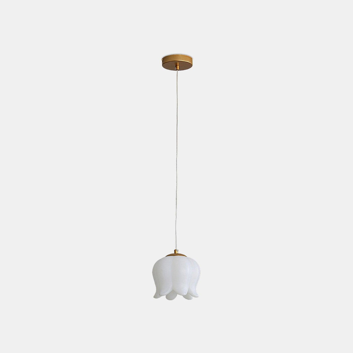 Elegant Floral Pendant Light 1 head ∅ 5.9″ x H 59.1″ / Dia 15cm x H 150cm / Gold + White Acrylic Lampshade Pendant light