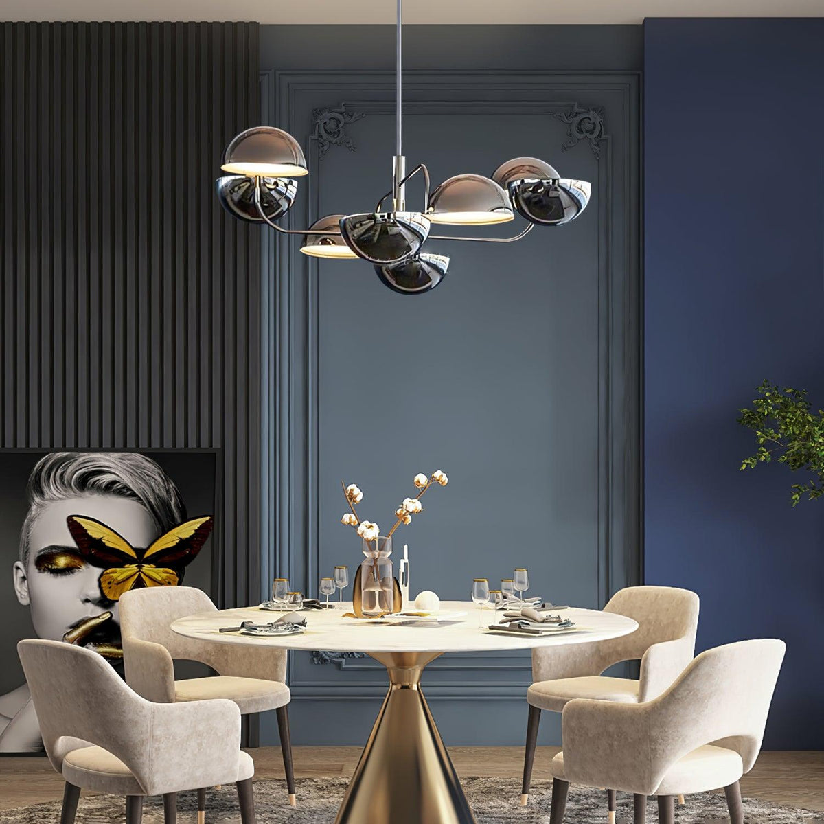 Elisabeth Penta Chandelier ∅ 31.5 x H 39″ / Dia 80cm x H 100cm / Black Chandelier