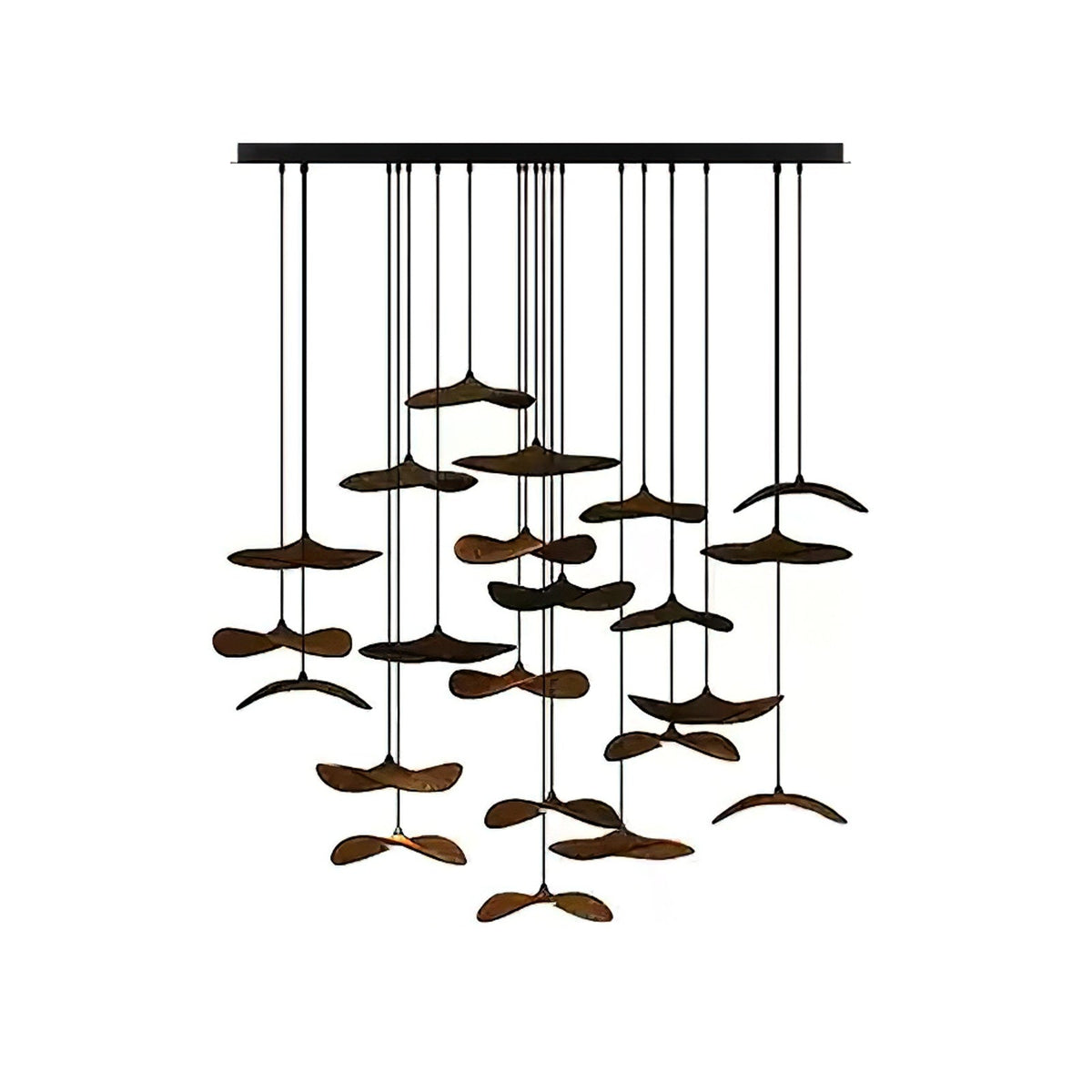 Empty Leaf Chandelier 22Heads ? 51.2’’ x H 42.5’’ / Walnut Color / Warm Light Chandelier
