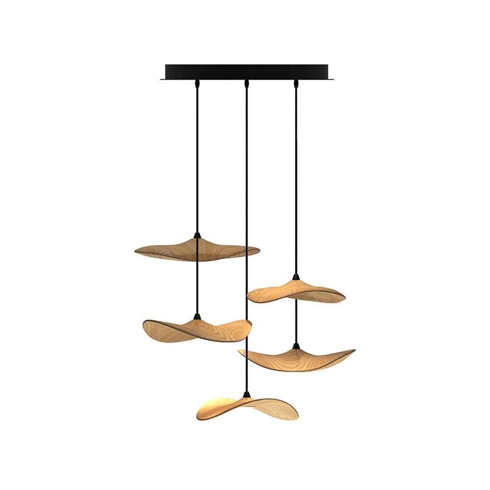 Empty Leaf Chandelier 5Heads ? 21.7’’ x H 18.9’’ / Wood Color / Warm Light Chandelier