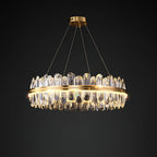 Enos Crystal Chandelier Round style ∅ 23.6″ x H 7.9″ / Dia 60cm x H 20cm / Gold / Warm Light Chandelier