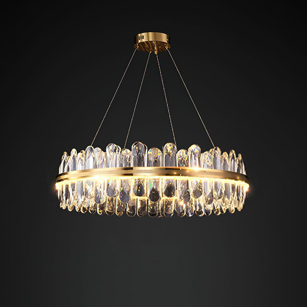 Enos Crystal Chandelier Round style ∅ 23.6″ x H 7.9″ / Dia 60cm x H 20cm / Gold / Warm Light Chandelier