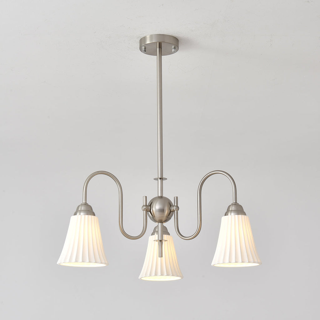 Esther Chandelier 3 heads ∅ 24.4″ x H 18.9″ / Dia 62cm x H 48cm / Nickel Chandelier