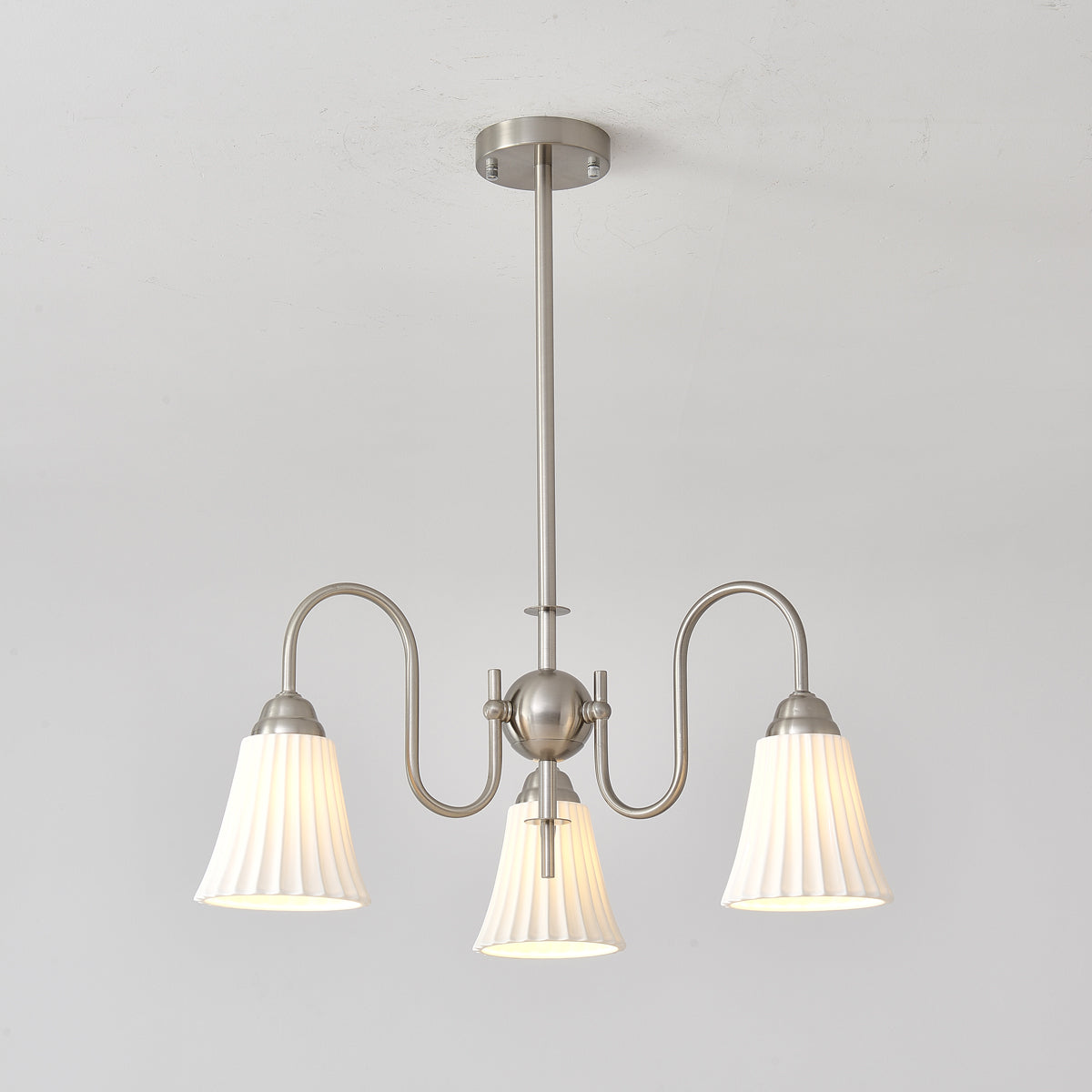 Esther Chandelier 3 heads ∅ 24.4″ x H 18.9″ / Dia 62cm x H 48cm / Nickel Chandelier