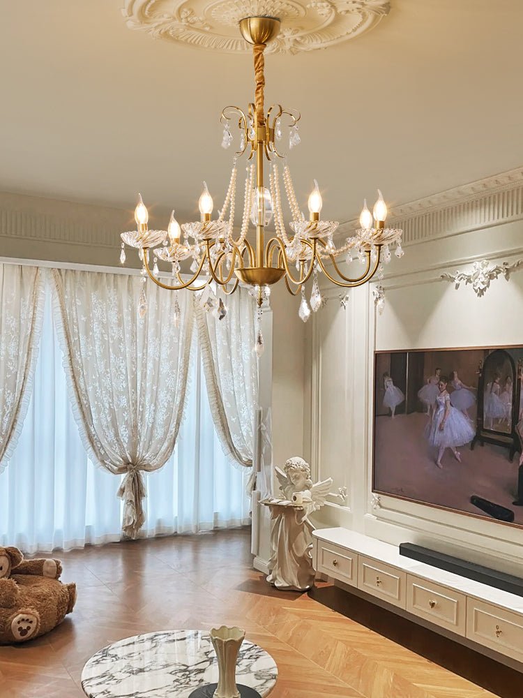 Evaria Crystal Pearl Chandelier