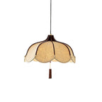 Evelyn Pendant Lamp Dia 40cm x H 30cm / ∅ 15.7″ x H 11.8″ / Walnut wood & Beige Pendant light