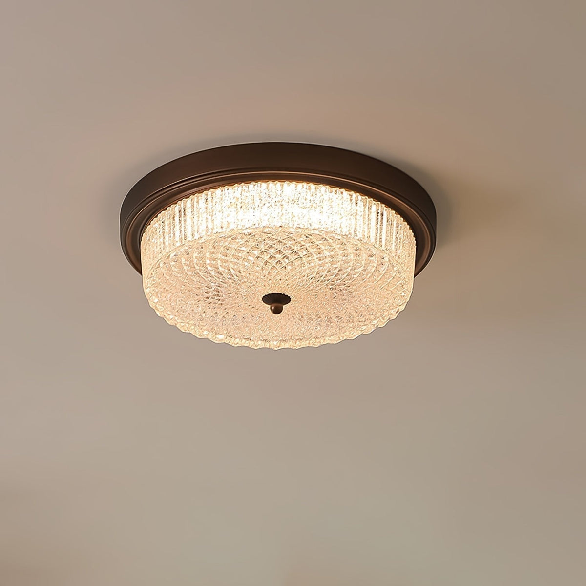 Fabula Ceiling Lamp ∅ 14.6″ x H 5.1″ / Dia 37cm x H 13cm / Vintage bronze & Opaque glass / Three-Color Changing Light