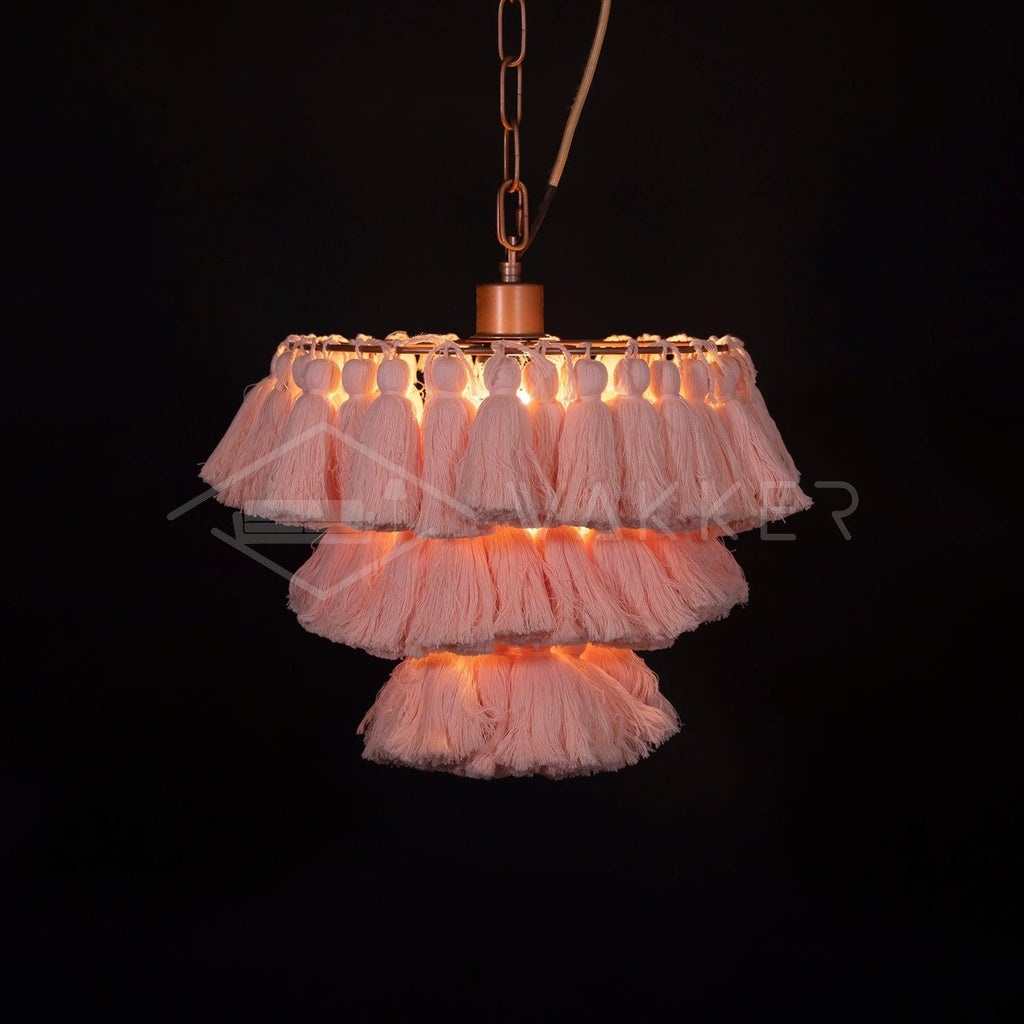 Fela Tassel Chandelier ∅ 11.8″ x 11.8″ / Dia 30cm x H 30cm / Pink Chandelier