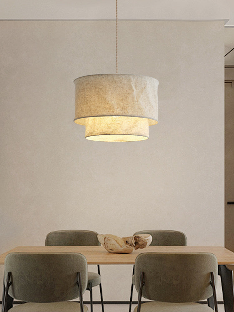 Flax Linen Drum Pendant Lamp