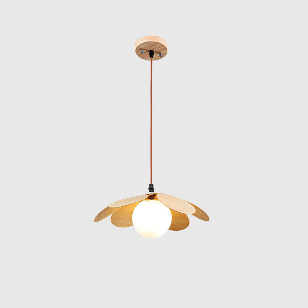Fleur Petals Pendant Lamp ∅ 11.8″ x H 5.1″/ Dia 30cm x H 13cm / Wood color Pendant light