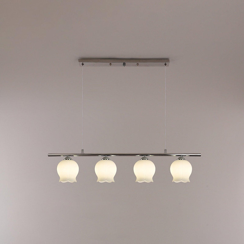 Floral Glass Modern Pendant Lamp 4 Heads: L 90cm x W 14cm x H 120cm / ∅ 35.4″ x W 5.5″ x H 47.2″ / Chrome Pendant light