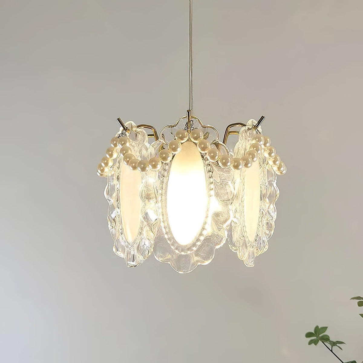 Floral Glass Pendant Lamp ∅ 7.9″ x H 7.9″ / Dia 20cm x H 20cm / Clear Pendant light