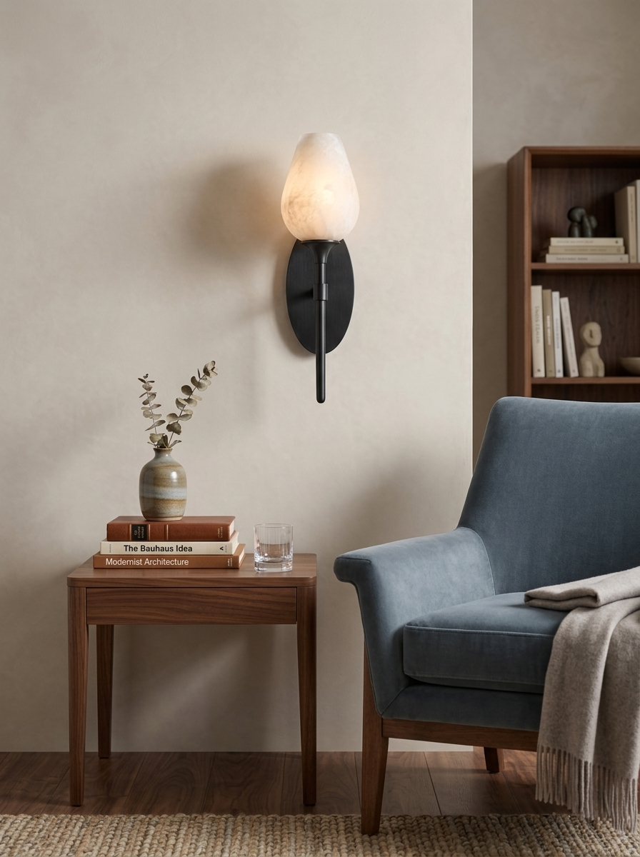 Floriane Alabaster Tulip Wall Sconce