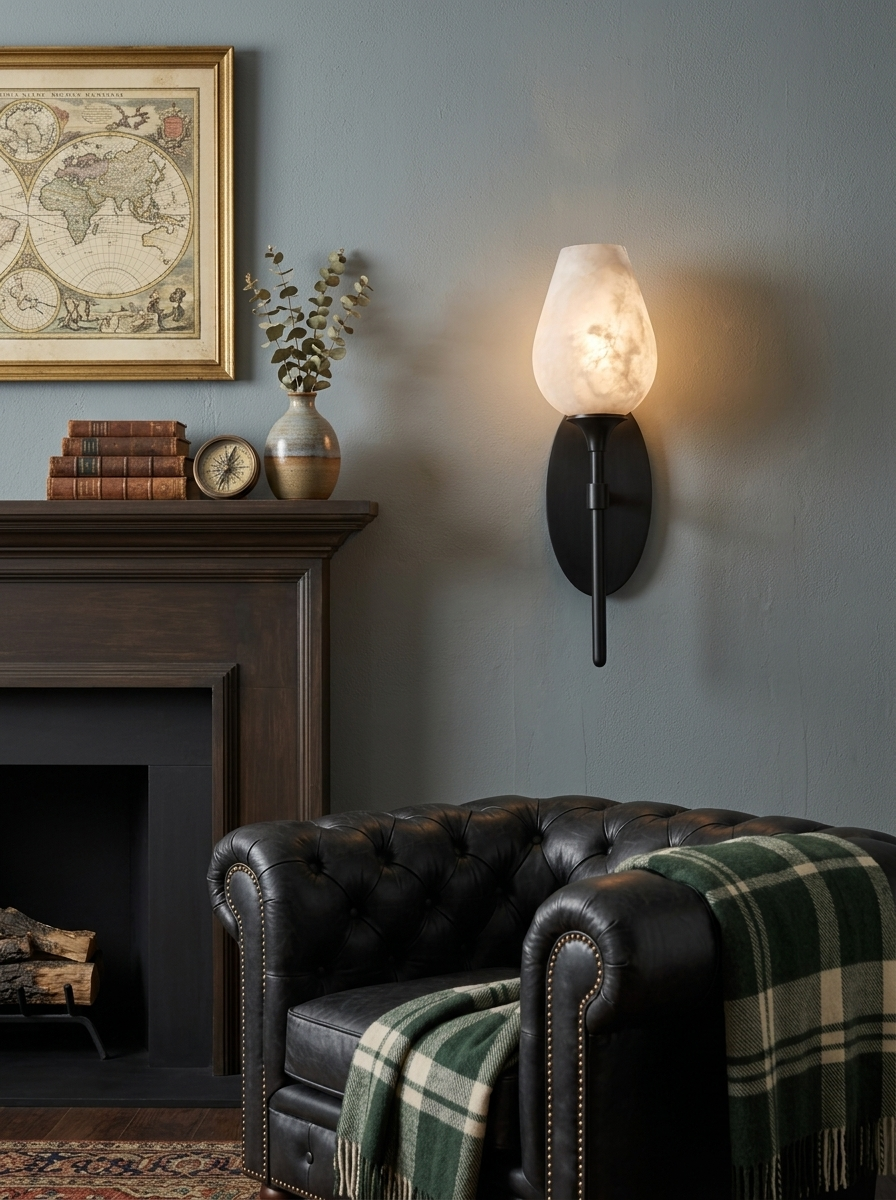 Floriane Alabaster Tulip Wall Sconce