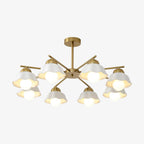 Flower Shade Chandelier 8 heads ∅ 34.6″ x H 14.2″ / Dia 88cm x H 36cm / Copper + White Chandelier