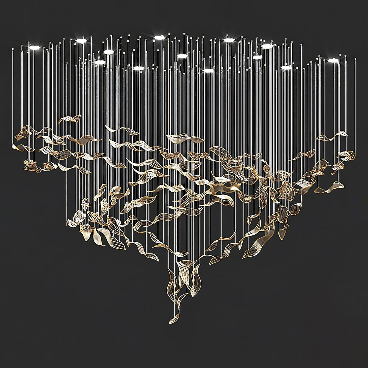 Fluttering Leaves Chandelier ? 98.4″ x 78.7″ / Dia 250cm x 200cm / Amber / Warm Light Chandelier