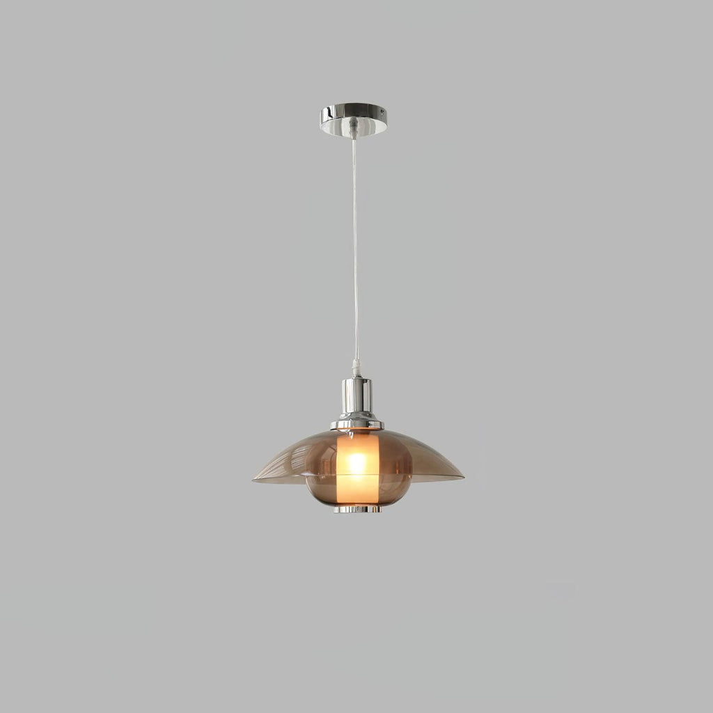 Flying Saucer Chrome Pendant Light Model A ∅ 11.8″ x H 11.8″ / Dia 30cm x H 30cm / Chrome & Amber Pendant light